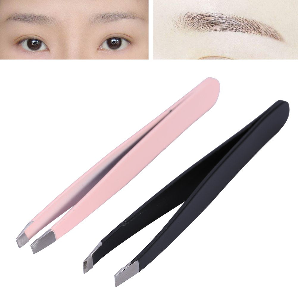 2Pcs Set Eyebrow Tweezers For Women Facial Hair Professional Hair removal Stainless Steel Tweezers for Ingrown Facial Hair, Splinter, and Daily Beauty and Personal Care Mrisata