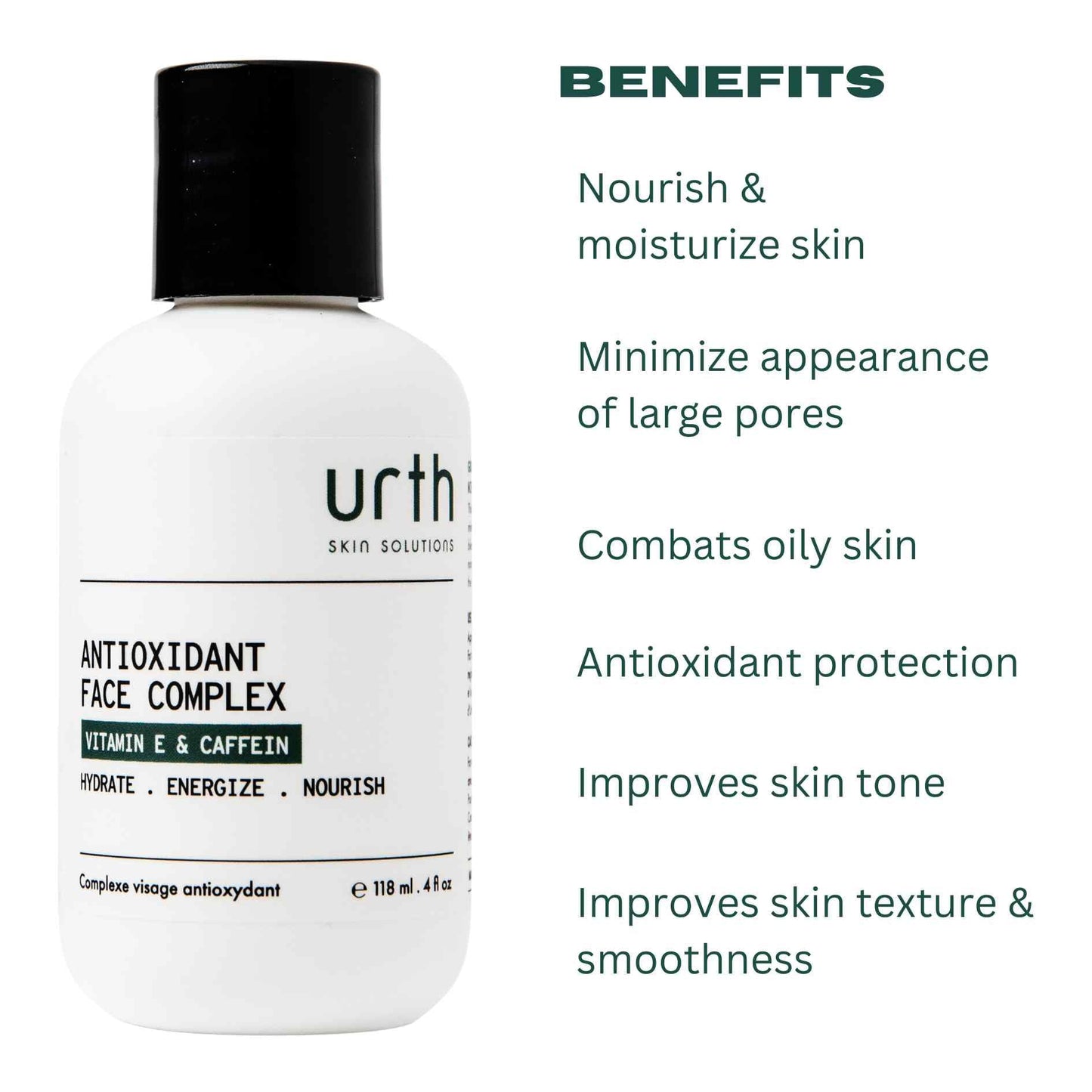 Urth Skin Solutions for Men Antioxidant Face Complex 4oz - Pore Minimizer, Daily Hydrating Facial Lotion for Oily Skin, Anti-Aging and antioxidant Beauty & Personal Care Urth Skin Solutions For Men