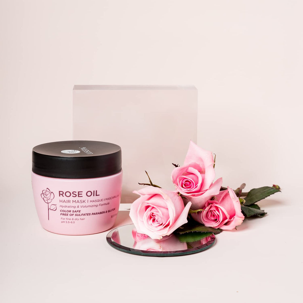 Luseta Rose Oil Hydrating Hair Mask for Fine & Dry Hair 16.9 Oz