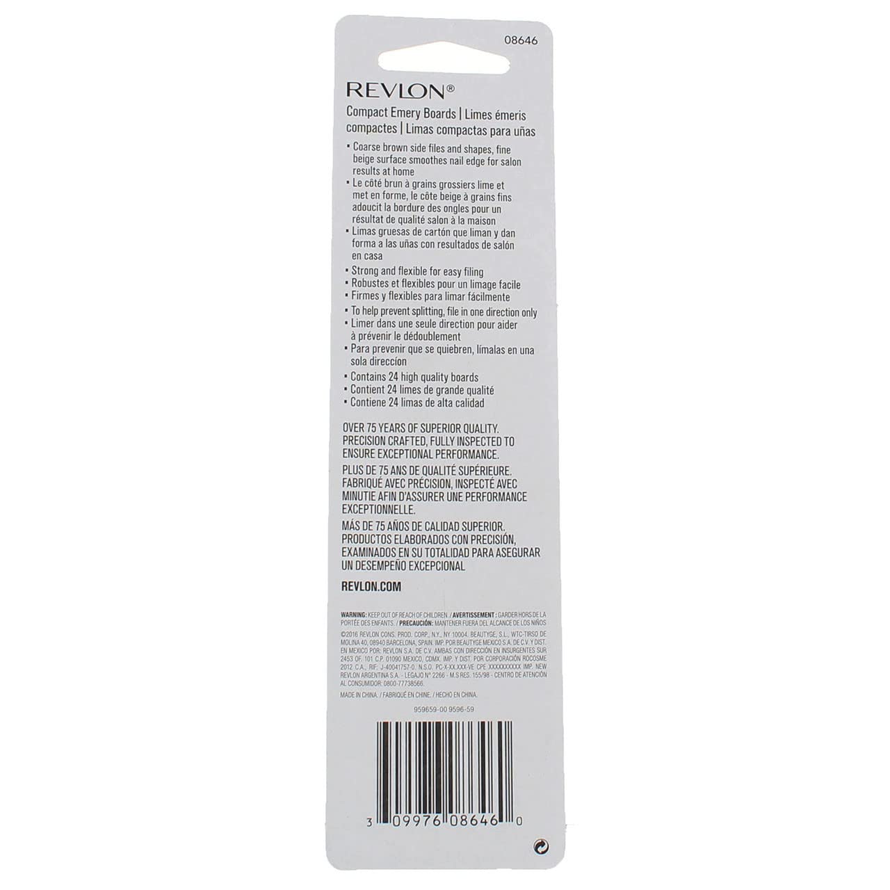 Revlon Compact Emery Boards Nail File, Dual Sided Manicure and Pedicure Tool for Shaping and Smoothing Finger and Toenails, 24 Count (Pack of 2) Beauty & Personal Care REVLON