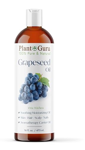 Plant Guru Grapeseed Oil 16 fl. oz. Cold Pressed 100% Pure Natural Carrier For Skin, Body, Face, and Hair Growth Moisturizer. Great For Creams Beauty & Personal Care Plant Guru