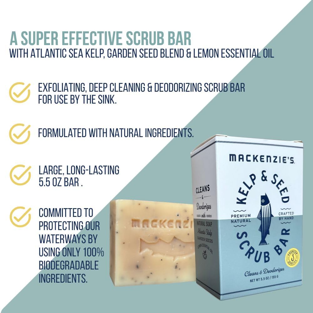 MACKENZIE'S Kelp & Seed Scrub Bar - Gifts for Men - Gifts for Women - Gifts for Cooks - Gifts for Gardeners - Exfoliating - Moisturizing - Hand Soap Beauty & Personal Care MACKENZIE'S
