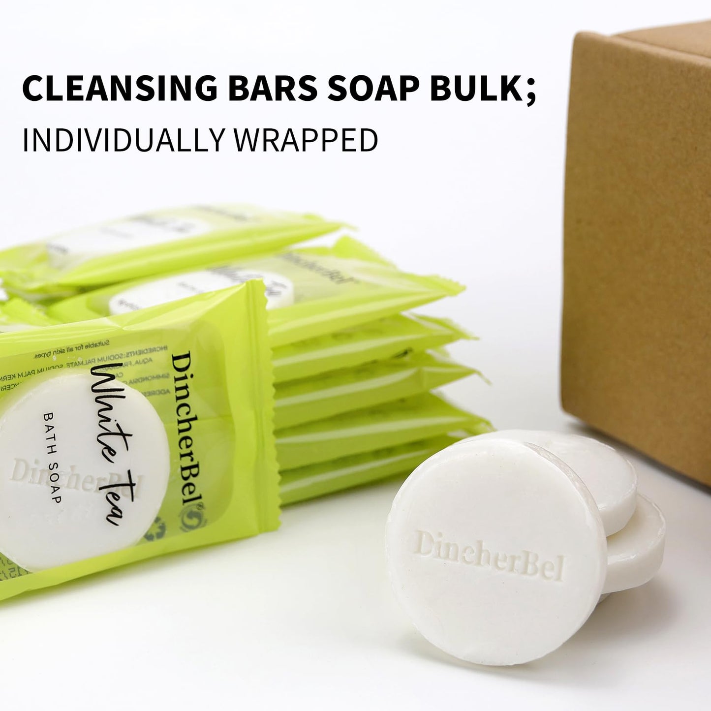 DincherBel 100 Pack 0.5oz Travel Soap, Mini Round Cleansing Bars Soap Bulk Travel Size, Individually Wrapped Toiletries Amenities for Hotel, Airbnb Beauty & Personal Care DincherBel