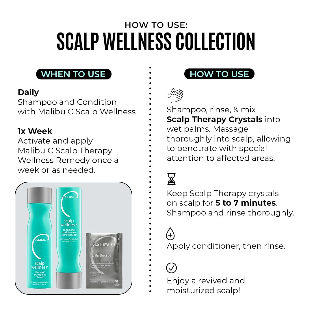 Malibu C Scalp Wellness Collection - Soothing Shampoo and Conditioner Hair Care Set for Dry Scalp - Formulated with Vitamin C Antioxidant Complex -