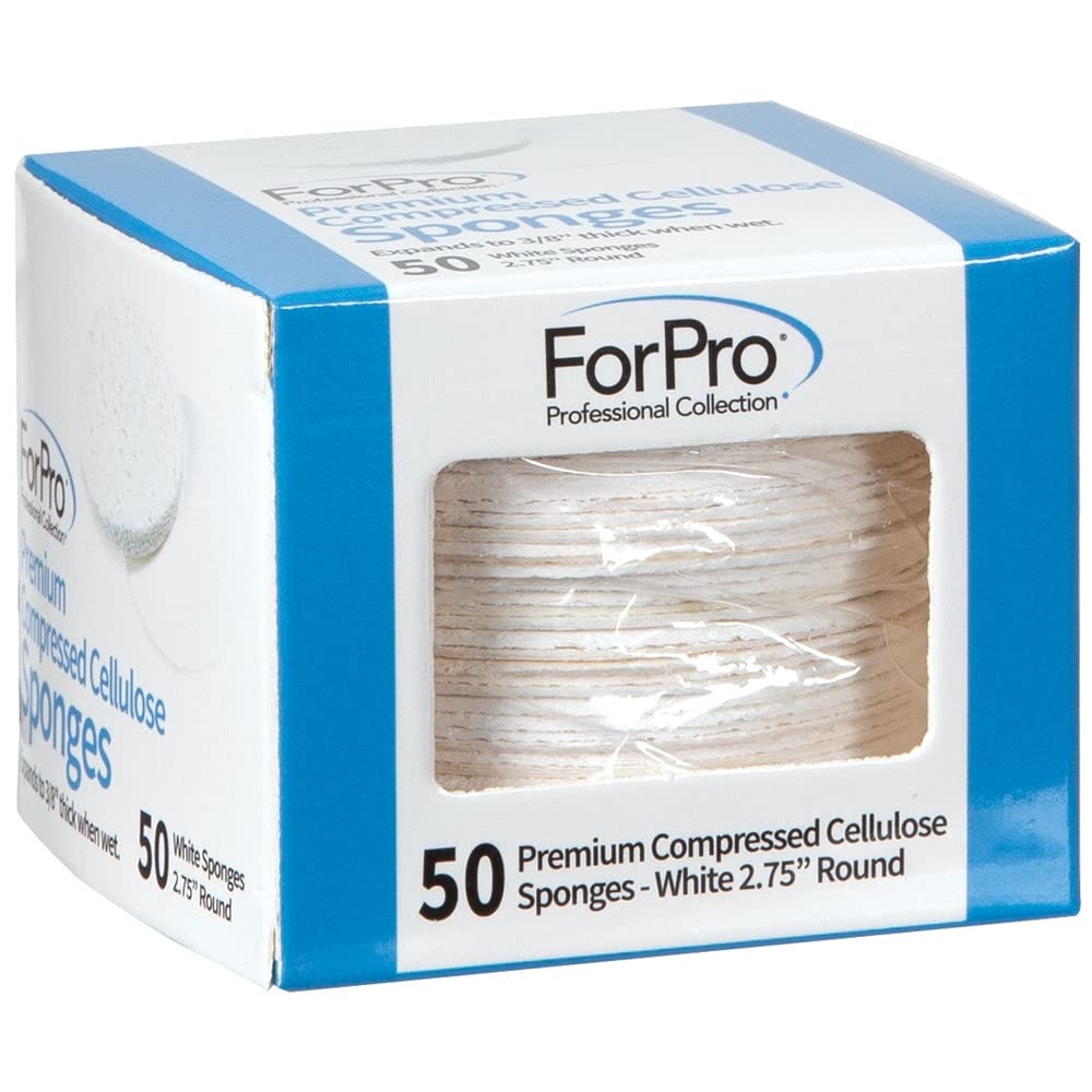 ForPro Professional Collection Premium Compressed Facial Sponges, 50-Count Cellulose Sponges for Facial Cleaning, Exfoliating and Makeup Removal Beauty & Personal Care ForPro Professional Collection