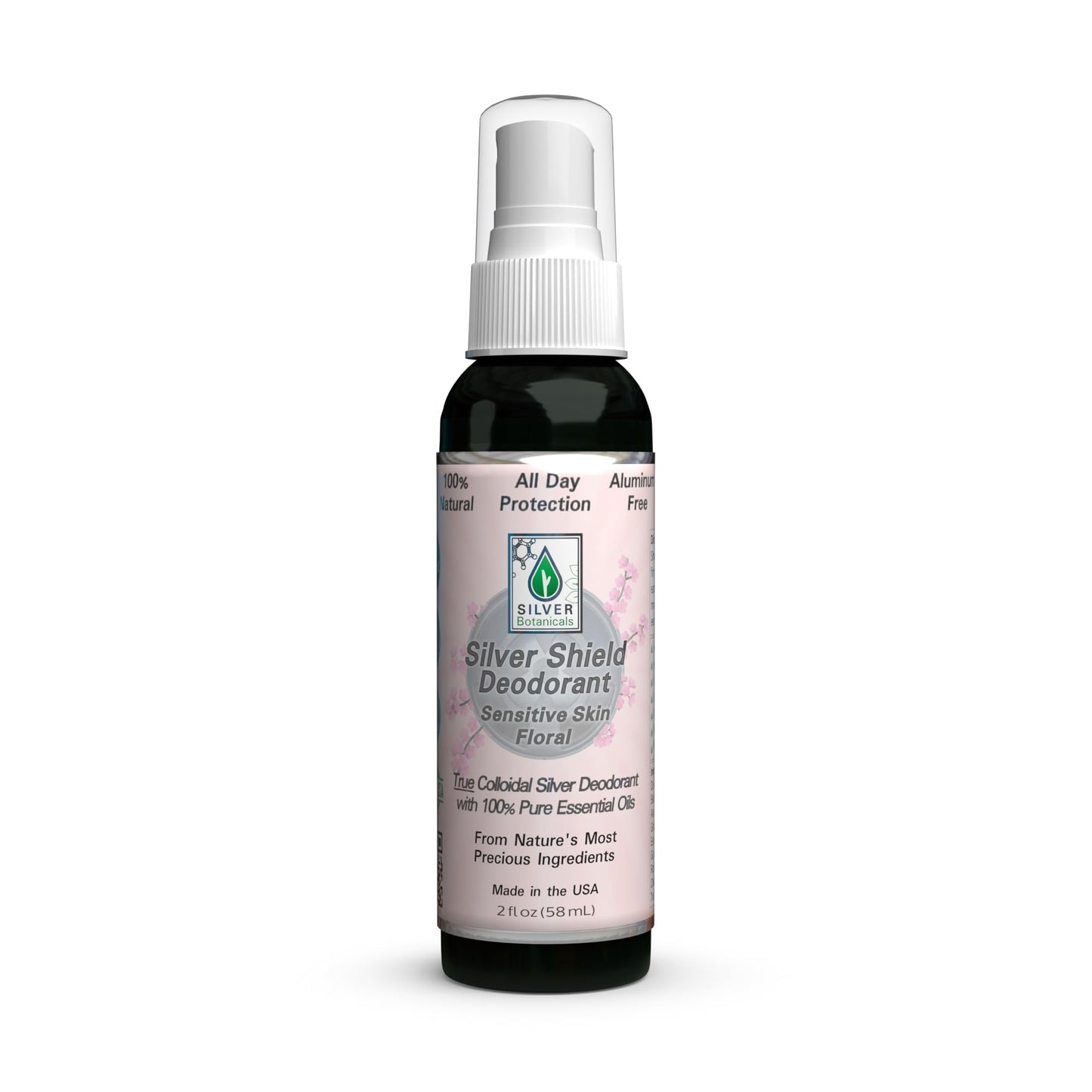 Silver Shield Deodorant - Sensitive Skin Formula - Floral Scent - Spray-on Version, All Natural Colloidal Silver Deodorant, 2 oz. Beauty and Personal Care Silver Botanicals