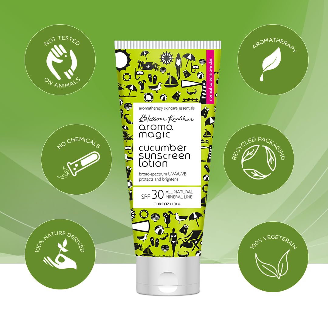 Aroma Magic Cucumber Sunscreen Lotion with SPF 30 | Non-Nano Zinc Oxide Mineral Sunblock | Broad Spectrum UVA/UVB Sun Protection | Soothes & Cools Beauty & Personal Care Aroma Magic