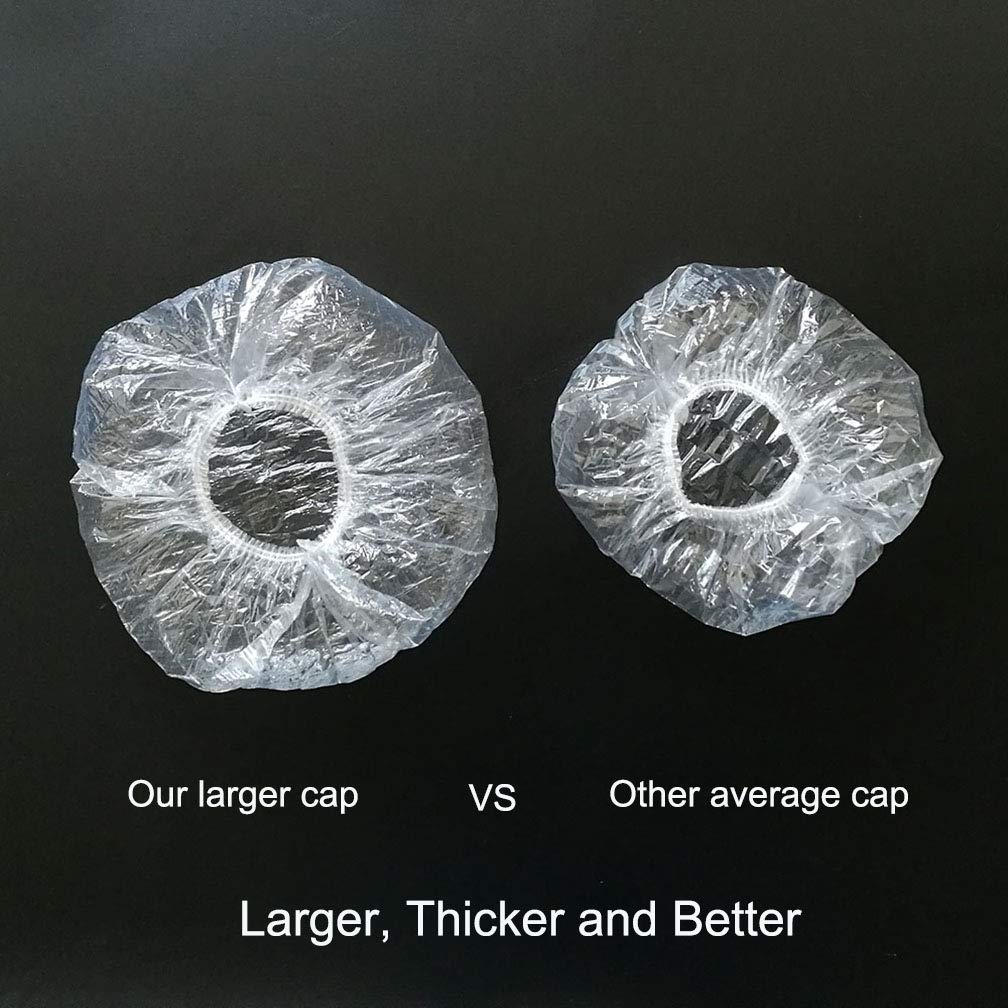 Disposable Shower Caps 100 pack, Larger Bigger Thick Plastic Waterproof Hair Processing Caps For Women Girls Men, SPA, Hair Salon, Hotel, Travel, Bath Beauty and Personal Care MrSunix