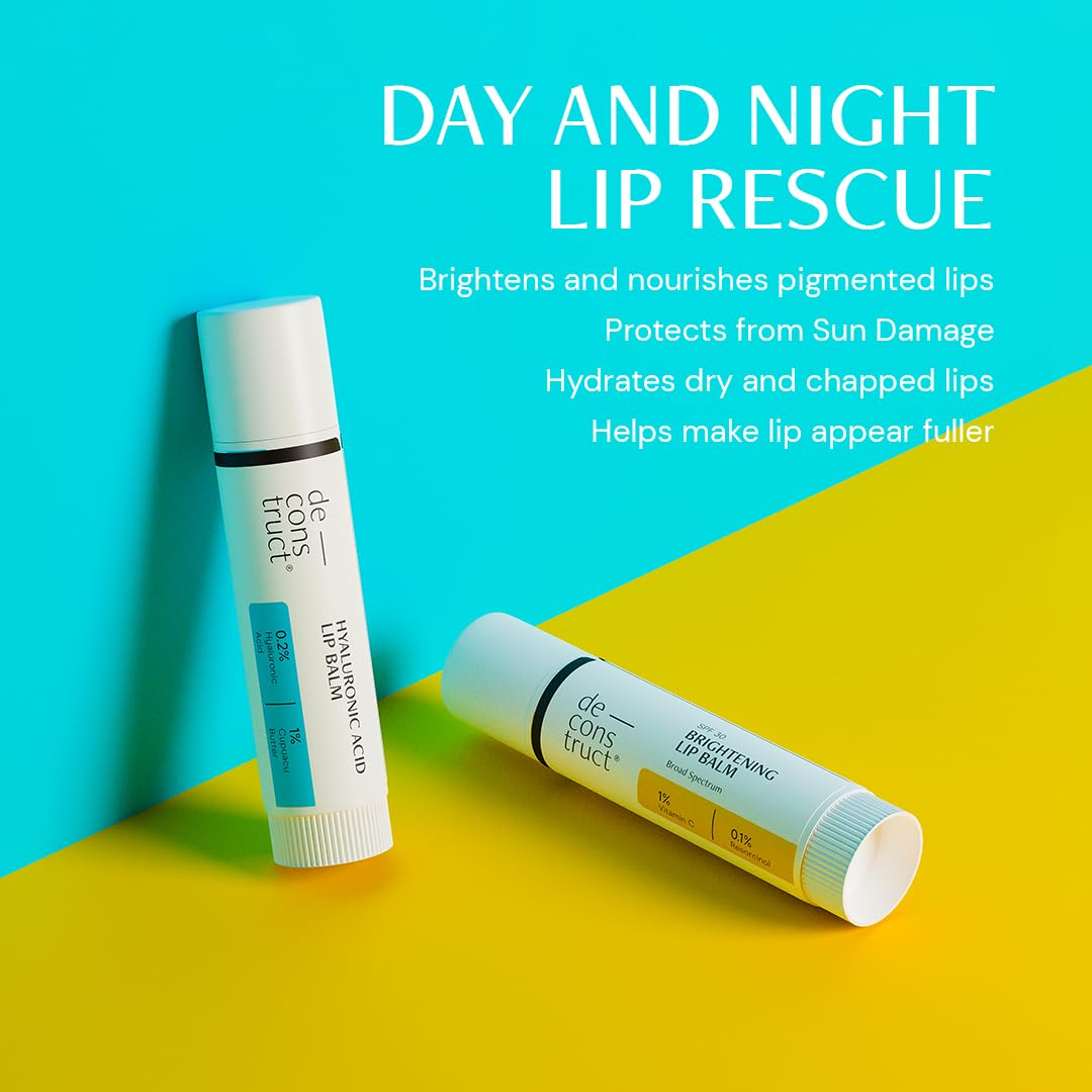 Deconstruct Bright & Hydrate Lip Duo - 1% Vitamin C & 0.1% Resorcinol And 0.2% Hyaluronic Acid & 1% Cupuacu Butter - Lip Balm For Women And Men - 4Gm Beauty and Personal Care De - cons truct