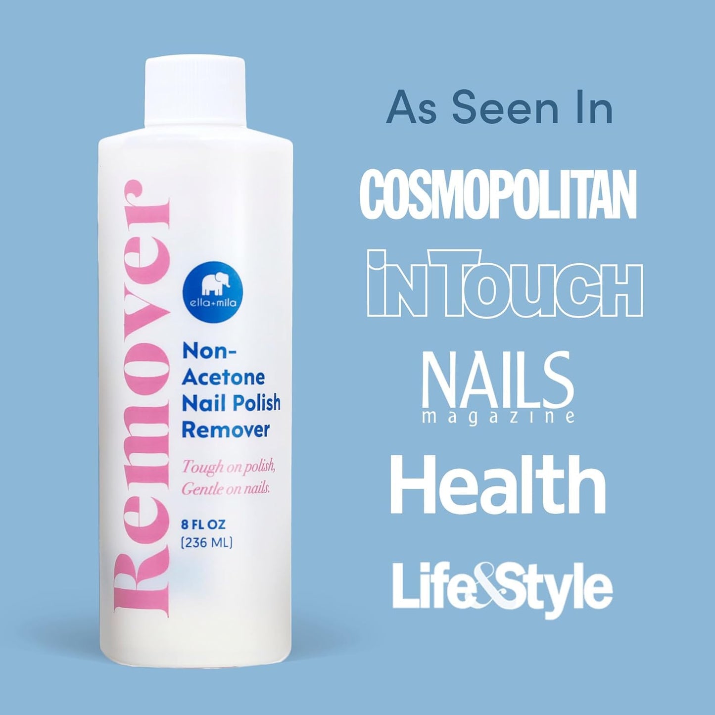 ella+mila Conditioning Nail Polish Remover - Non-Acetone, 8 fl oz Beauty and Personal Care ella+mila