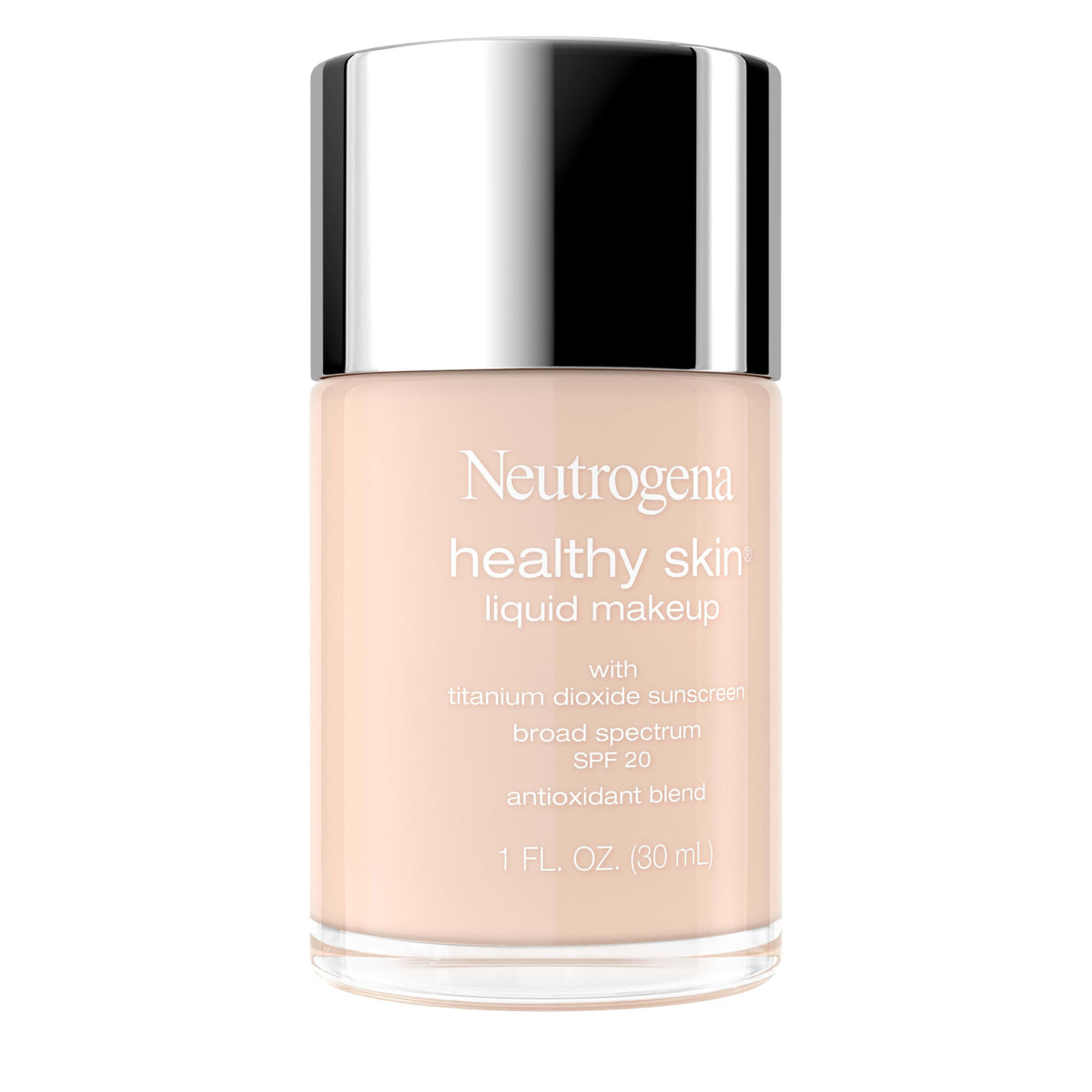 Neutrogena Healthy Skin Liquid Foundation Makeup Broad Spectrum SPF 20 Sunscreen, Medium Coverage, Vit B5, Antioxidants, All Day Wear, Porcelain 110N Beauty & Personal Care Neutrogena