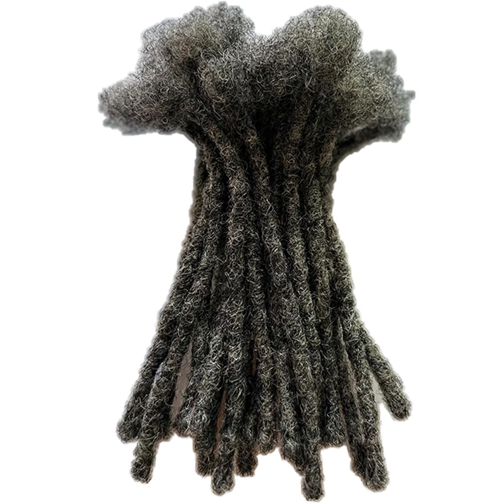 Human Hair Loc Extensions for Man/Women,Permanent Dreadlock Extensions Salt and Pepper #39 (10 Dreads/Bundle) 12 Inch Small Size 0.4