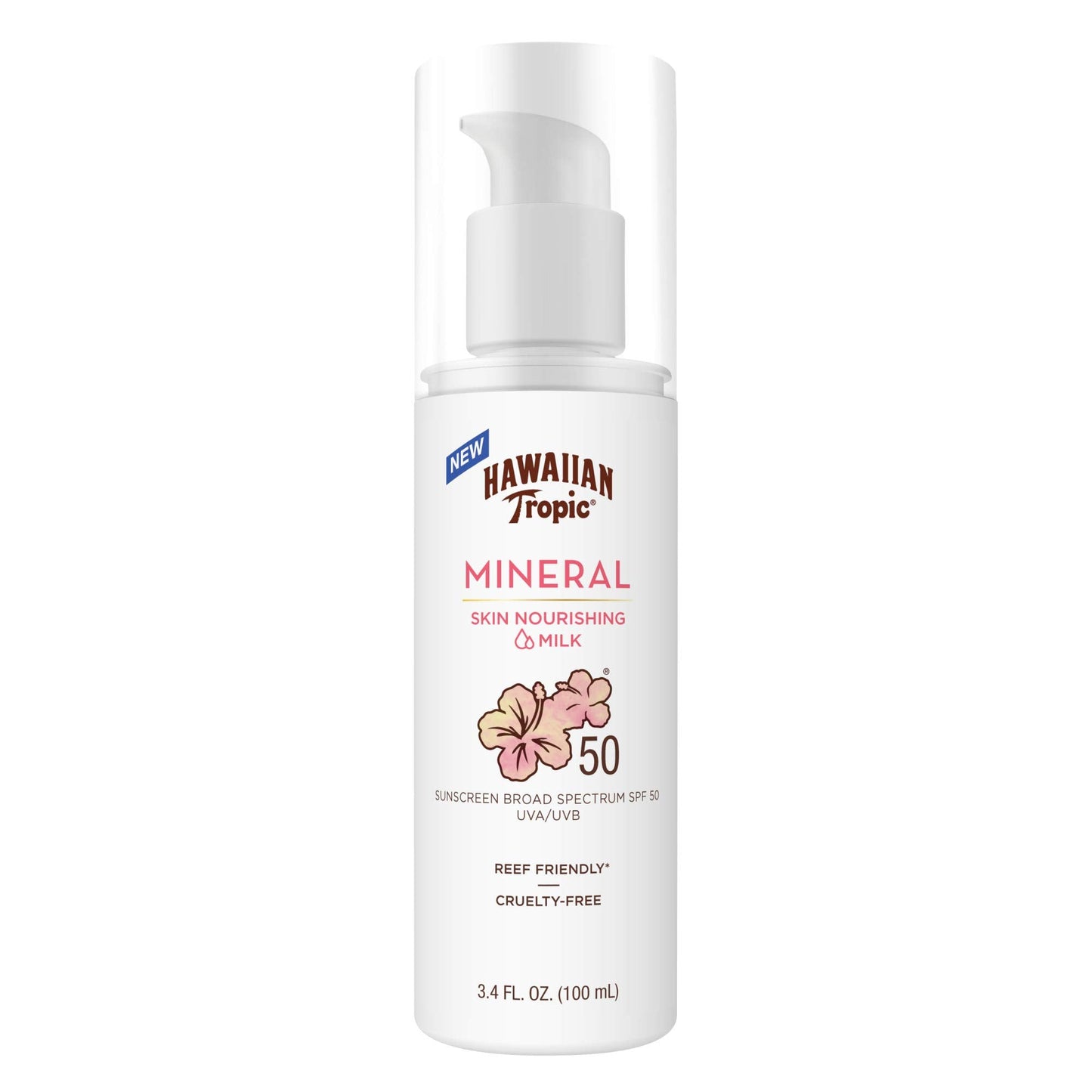 Hawaiian Tropic Skin Nourishing Milk Mineral Sunscreen Lotion SPF 50, 3.4Fl Oz | Travel Size Sunscreen Zinc Oxide, Sun Milk, Mineral Sunblock SPF 50 Beauty & Personal Care Hawaiian Tropic