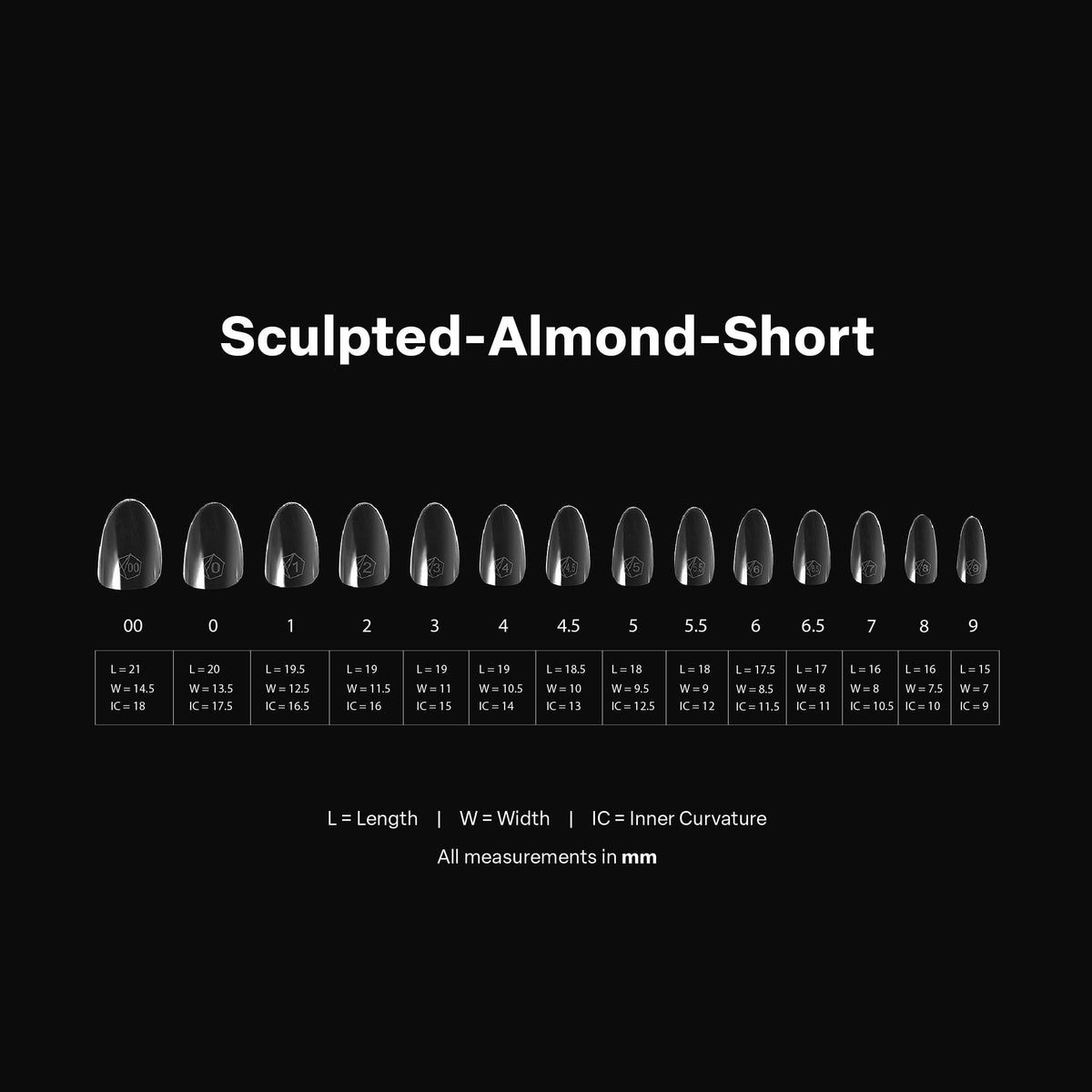 Aprés Gel-X® Almond Box of Nail Tips | 280 Gel-X Tips, Soft Tips, 14 Sizes 00-9 | Half-sizes Included (Sculpted Almond Short, 280 Count)