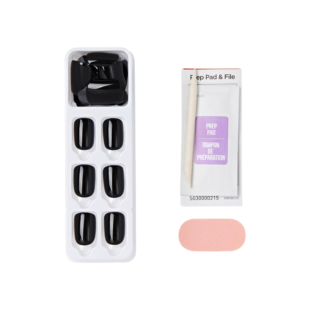 Kiss Impress No Glue Mani Press On Nails Kit, 30 All Black Peel and Stick Nails, Super Slim Short Squoval, Glossy Gel Finish, PureFit Technology