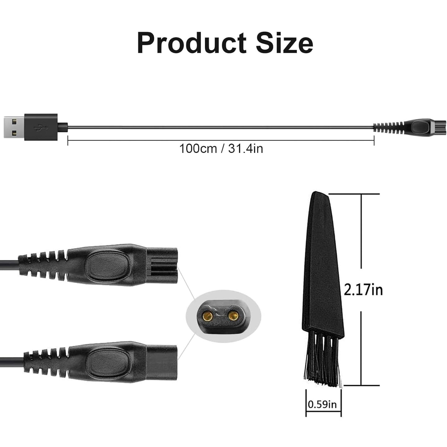 LinMei 5V USB Charging Cable for HQ8505 2300 7000 5000 3000 Series 3500 MG5750 MG7750 S1560 Multigroom Beard Trimmer Electric Shaver Razor Power Beauty and Personal Care LinMei