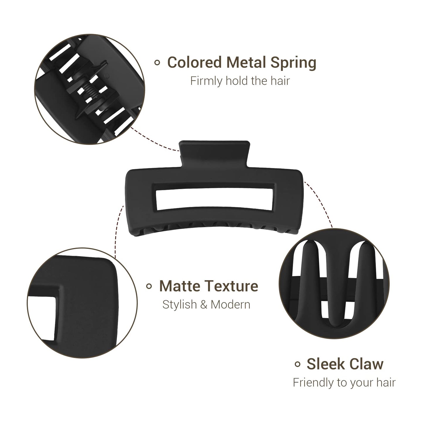 Shinowa 3 Pack Hair Claw Clips, Square Rectangular Claw Hair Clips for Women Girls, Non-slip Matte Large Medium Small Hair Clips, Strong Hold Jaw Clip Beauty & Personal Care Shinowa