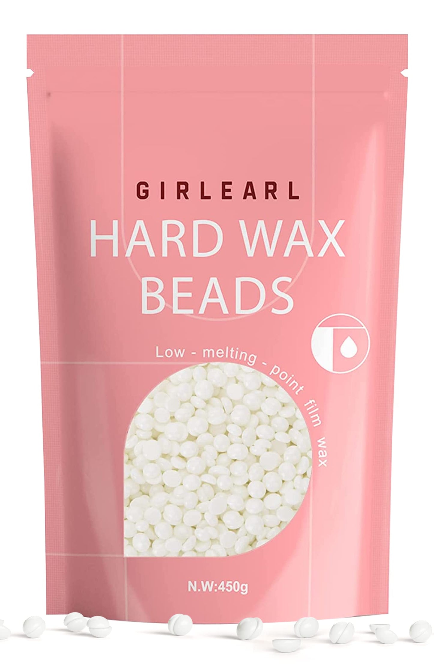 GIRLEARLE 1lb Wax Beads for Hair Removal - Unscented Hard Wax Beads Refill for Professional Full Body Waxing - Ideal for Facial, Brazilian Bikini Beauty and Personal Care GIRLEARLE