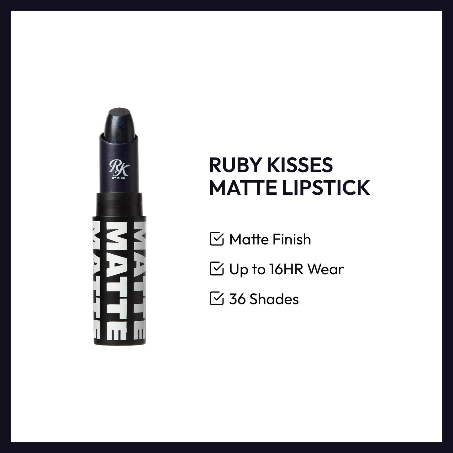 Ruby Kisses Lipstick, Matte Finish, Long-Lasting, Highly Pigmented, Smooth Apply, Full Coverage Lip Color Makeup (Black&Blue) Beauty & Personal Care Ruby Kisses