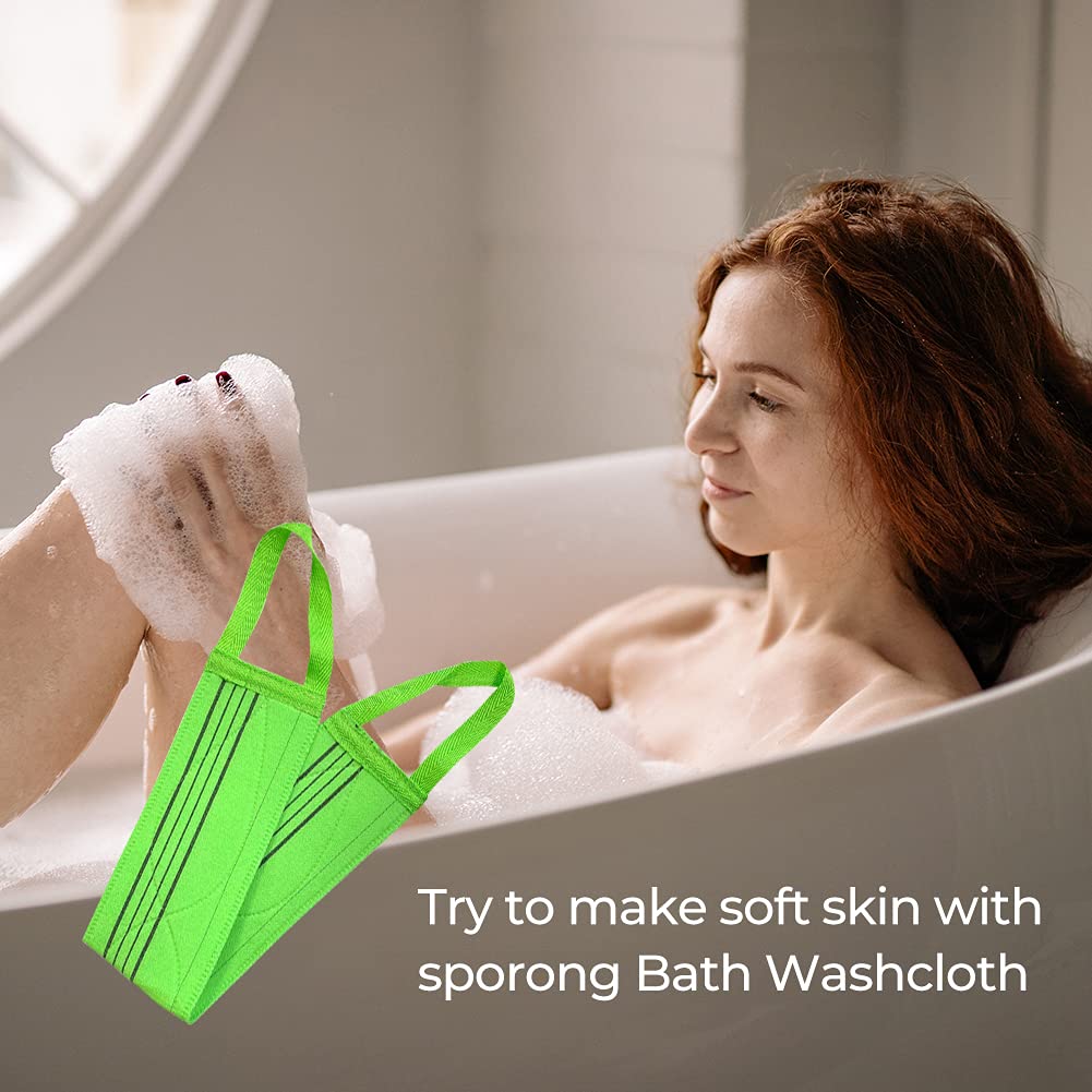SPORONG x (3 pcs) Long Exfoliating Back Washcloth Bath Wash Towel Korean Italy Towel Beauty & Personal Care SPORONG