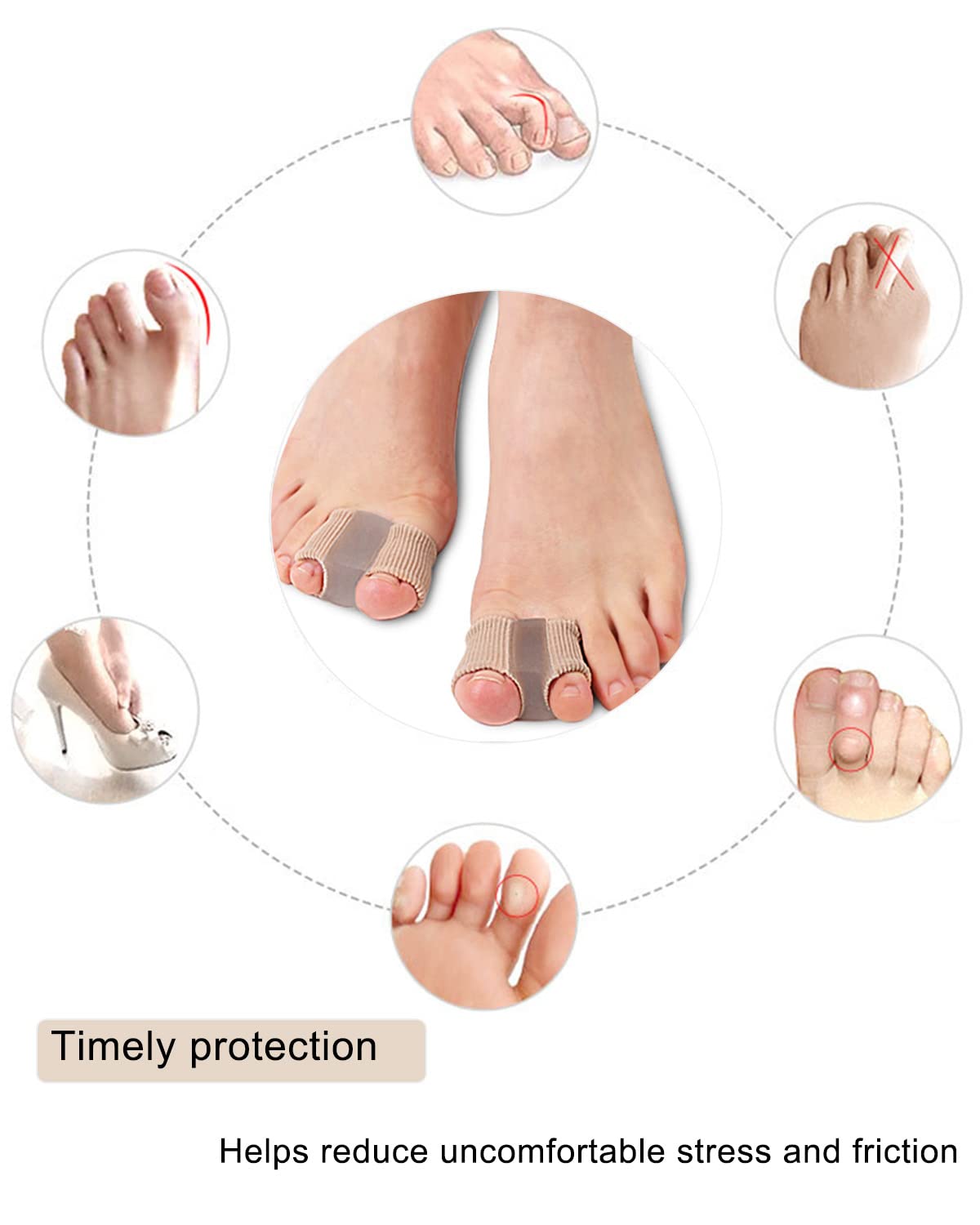 Golbylicc Bunion Toe Separators for Overlapping Toes Women Men, Gel Toe Spacers Bunion Corrector with 2 Loops for feet, Hammer Toe Straightener (2PC) Beauty and Personal Care Golbylicc