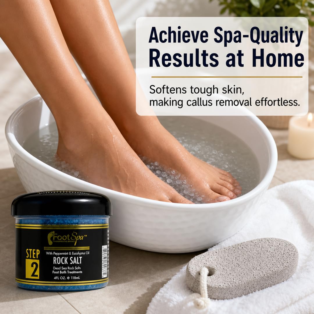 Foot SPA Pedicure Foot Soak with Dead Sea Salts - Peppermint & Eucalyptus Oil Soak for Callus Softening, Dry Heels & Sore Muscle Relief - Made in USA Beauty and Personal Care FootSpa
