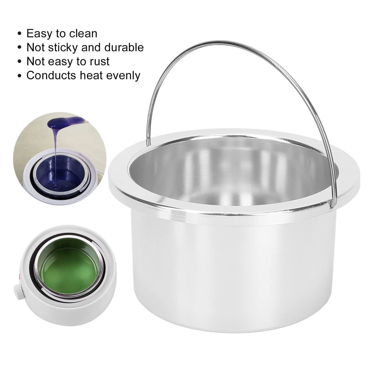 Wax Warmer Inner Pot, 100mm Wax Warmer Replacement Wax Pot Portable Hair Removal Waxing Bowl Accessory Ear Wax Removal Wax Beads Candle Wax Pots Beauty and Personal Care ZJchao