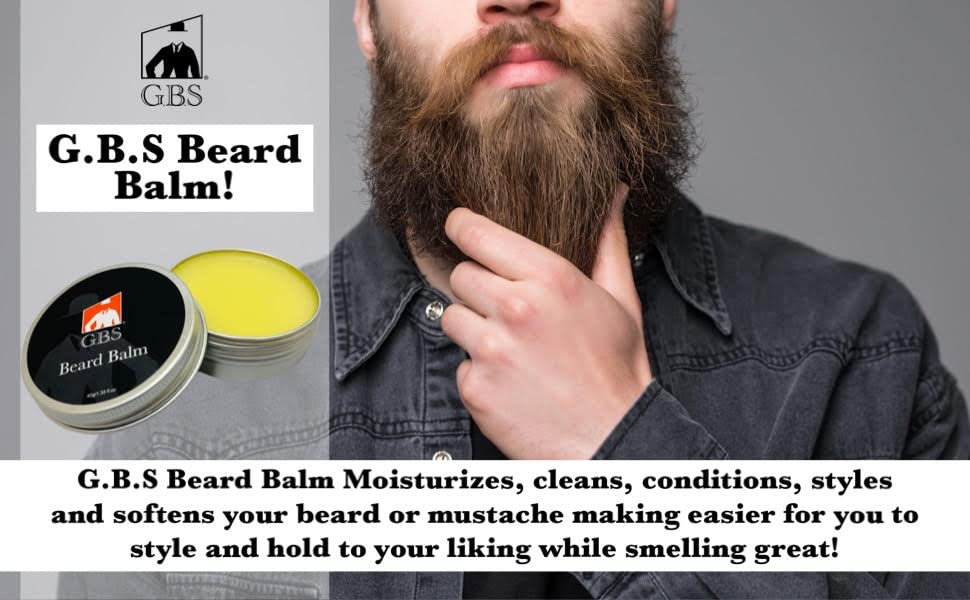 G.B.S Beard Balm with Citrus Scent - Styles, Strengthens & Softens Beards & Mustaches - Leave in Conditioner Wax for Men (1 Pack) Beauty and Personal Care G.B.S