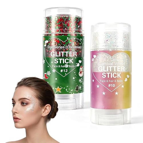 4th of July Glitter Stick, Patriotic Red White and Blue Face Hair Body Glitter Stick, 4th of July Outfits for Women Men, Sparkling Glitter Makeup Beauty & Personal Care TAQIYEZ