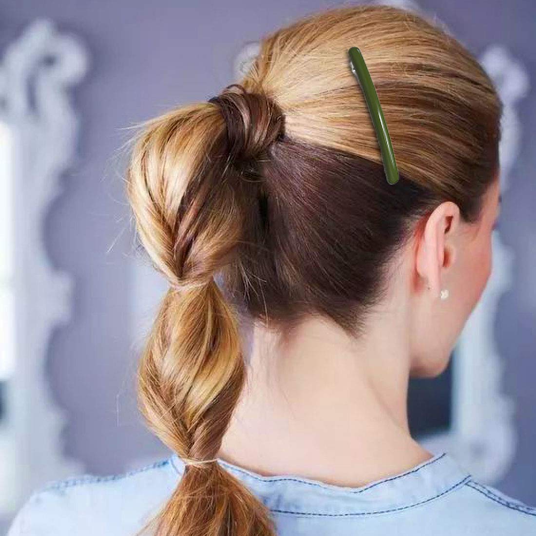 HYFEEL Skinny Hair Barrettes for Women Long Simple Acrylic French Hair Clips Elegant Classic Hairpins Steel Clip Clamp Girls Hair Accessories Navy Beauty & Personal Care HYFEEL