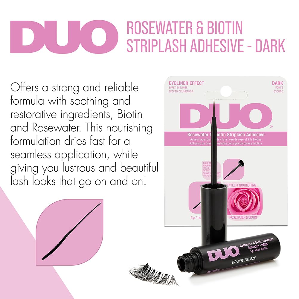 DUO Eyelash Glue - Rosewater & Biotin Strip Lash Adhesive with Eyeliner Effect, Dark Tone, 0.18 oz Beauty & Personal Care DUO
