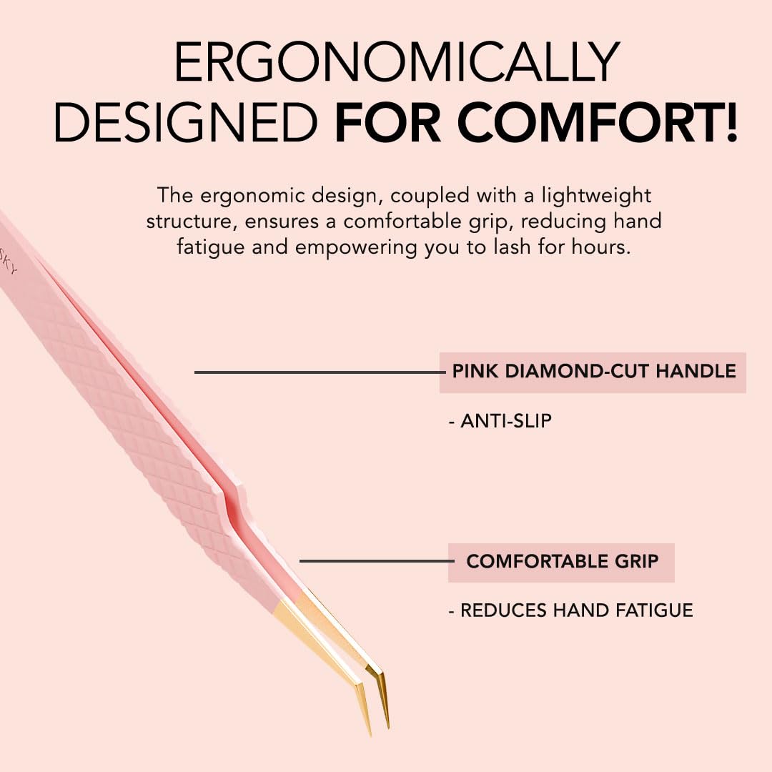 KIARA SKY LASH Tweezer for Eyelash Extensions - Precision Fiber Tip Grip - Volume, Mega Volume, and Lash Removal Fills - Comfortable Ergonomic Design Beauty and Personal Care KIARA SKY