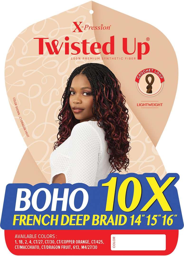 Outre X-Pression Twisted Up - Boho French Deep Braid 14" 15" 16" 10X (MEDIUM BROWN 4)
