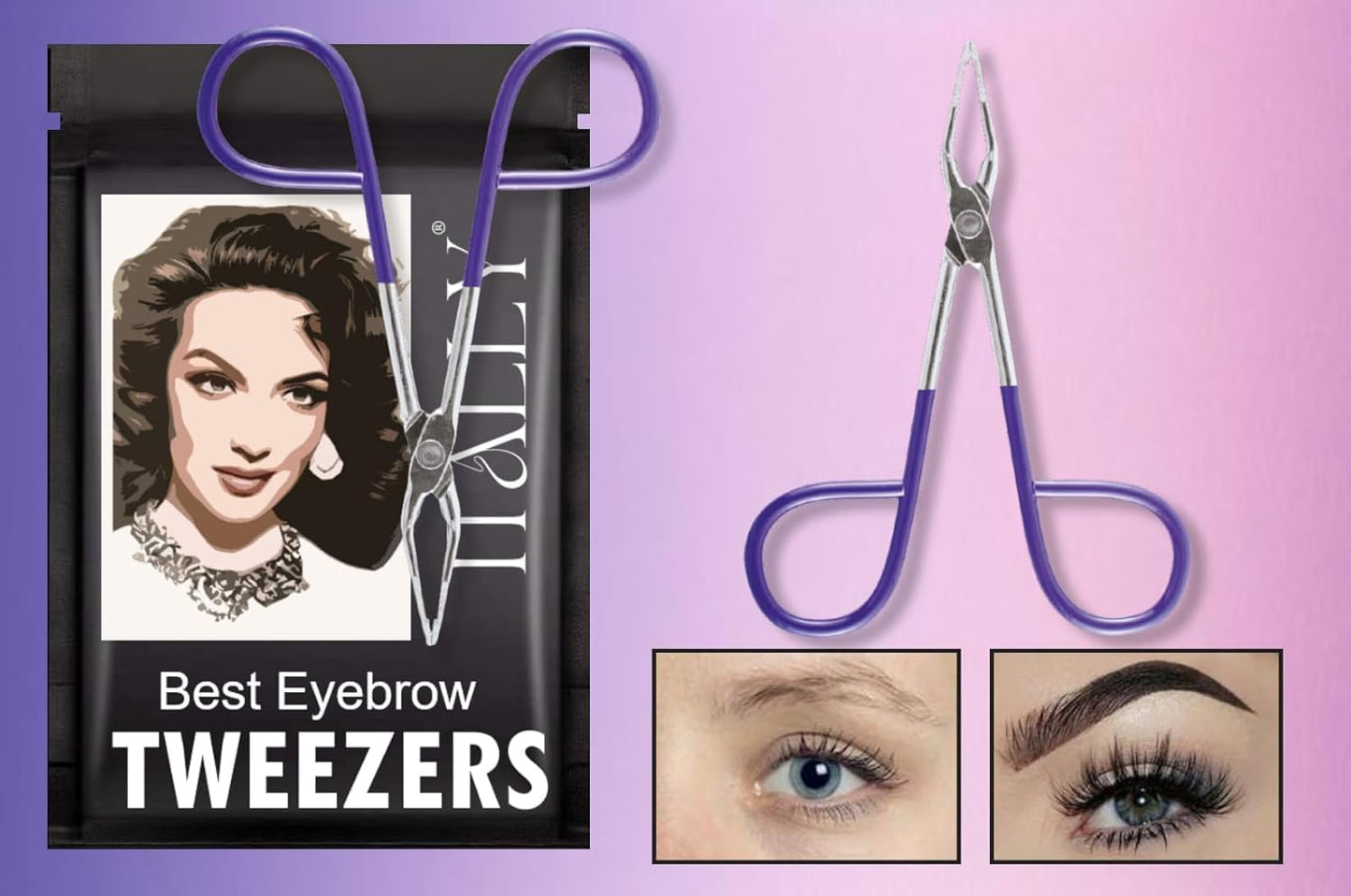 ITALLY Professional Salon TWEEZERS with Easy Scissor Handle, The BEST PRECISION EYEBROW TWEEZERS Men/Women, Pinzas Para Cejas, Ingrown Hair Beauty and Personal Care ITALLY