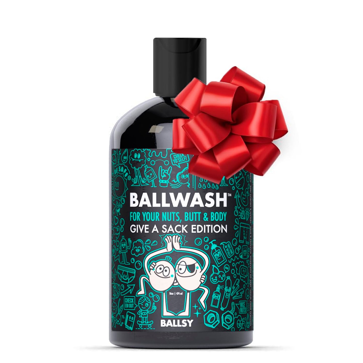 Ballsy Give-A-Sack Charcoal Body Wash for Men - 16 Oz with Pump, Mint & Mandarin - Moisturizing Men's Bodywash with Coconut Oil Beauty & Personal Care Ballsy