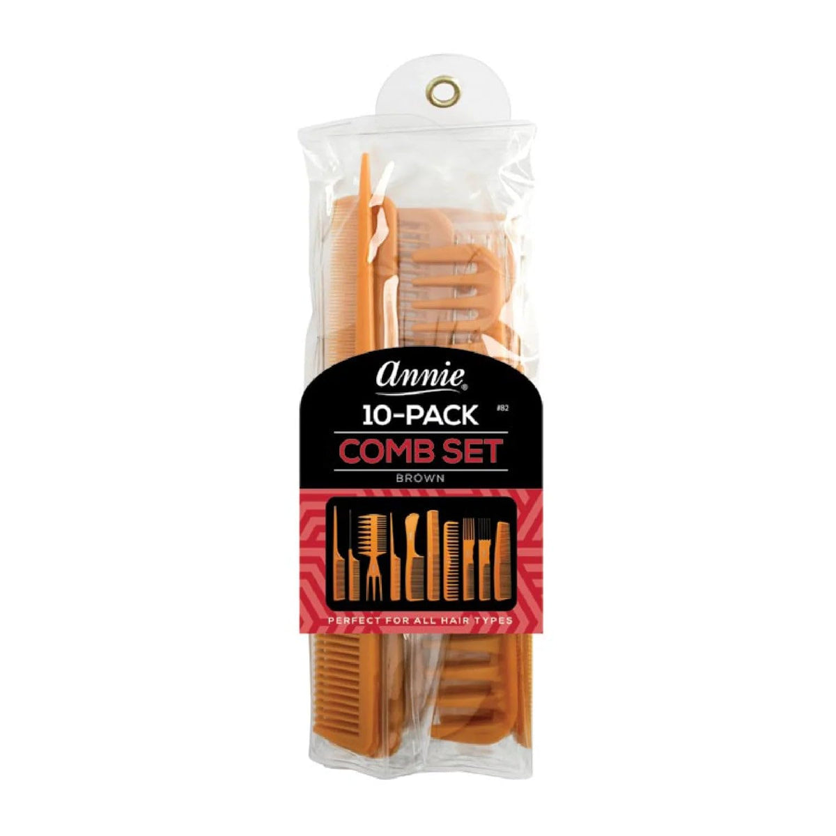 annie 10 Piece Professional Comb Set color - Brown -