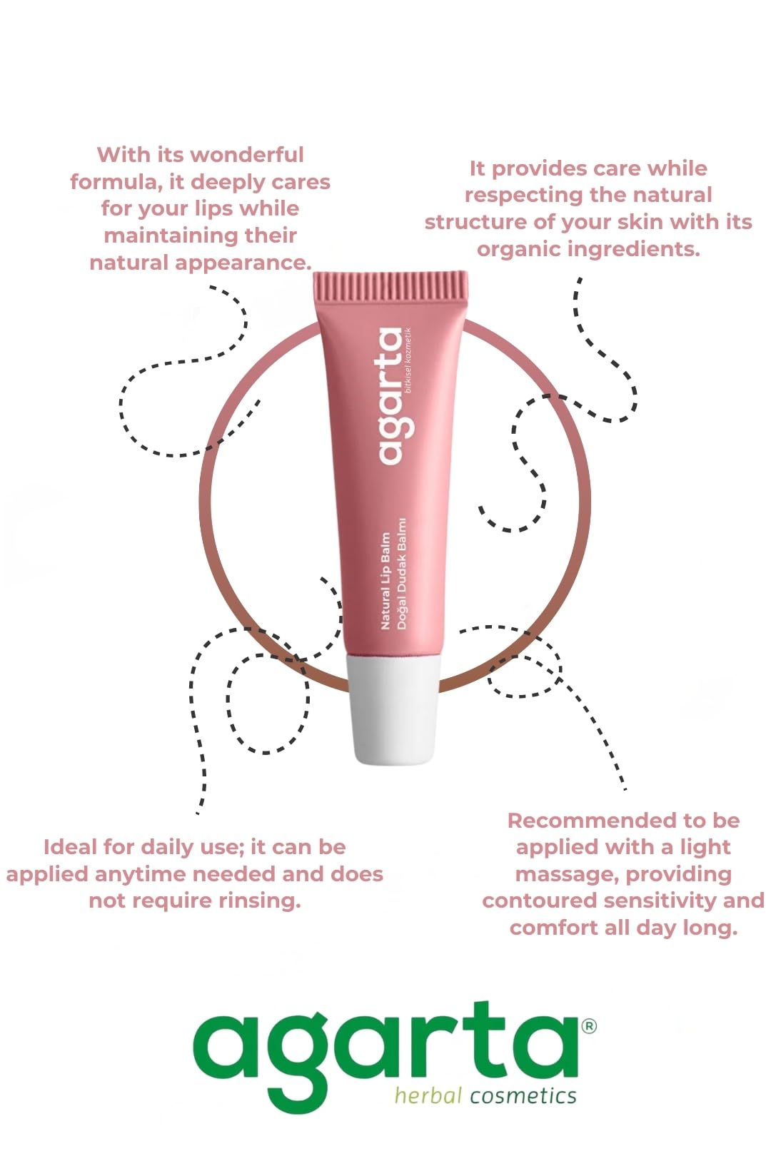 Agarta Moisturizing Lip Care Balm - Hydrating & Smoothing Daily Lip Conditioner for Soft, Glossy-Looking Lips, Vegan Botanical Formula - 0.34 fl oz Beauty and Personal Care Agarta
