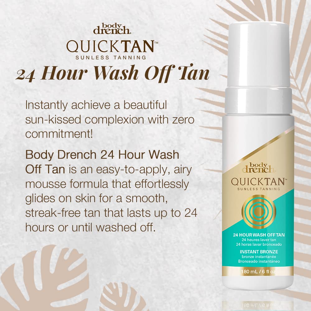 Body Drench Quick Tan Instant Wash-Off Self Tanner - 24-Hour Sunless Self Tanning Lotion for Face & Body, Natural-Looking Bronze Glow, Fake Tan 6 fl Beauty & Personal Care Body Drench