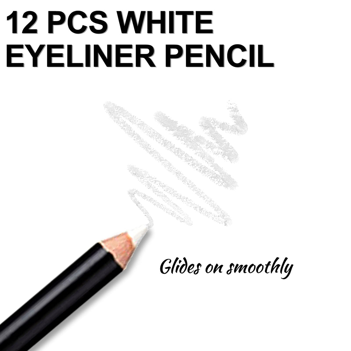 12PCS Erinde White Eyeliner Pencil, Soft Highlighter Gel Eyeliner Pencil, Eye Liner Pen, Professional Eye Bighten Eyeshadow Waterproof Matte Beauty & Personal Care Erinde