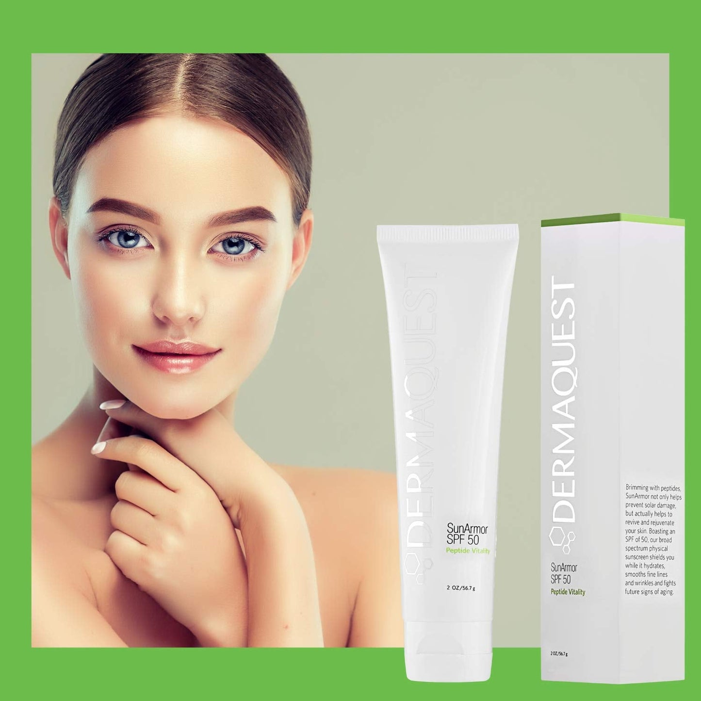 DermaQuest Peptide Vitality SunArmor Sunscreen SPF 50 - Anti Aging Titanium Dioxide & Zinc Oxide Sunscreen Moisturizer Lotion for Dry Skin Types Beauty & Personal Care DermaQuest