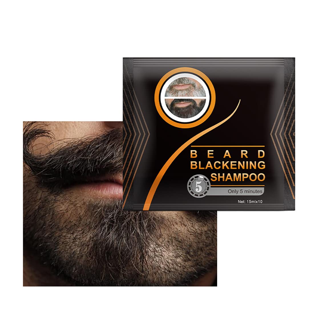 Natural Darkening Beard Blackening Color Shampoo, Beard Coloring for Men Dye Shampoo (1Box/10Pcs) Beauty and Personal Care MQSHUHENMY