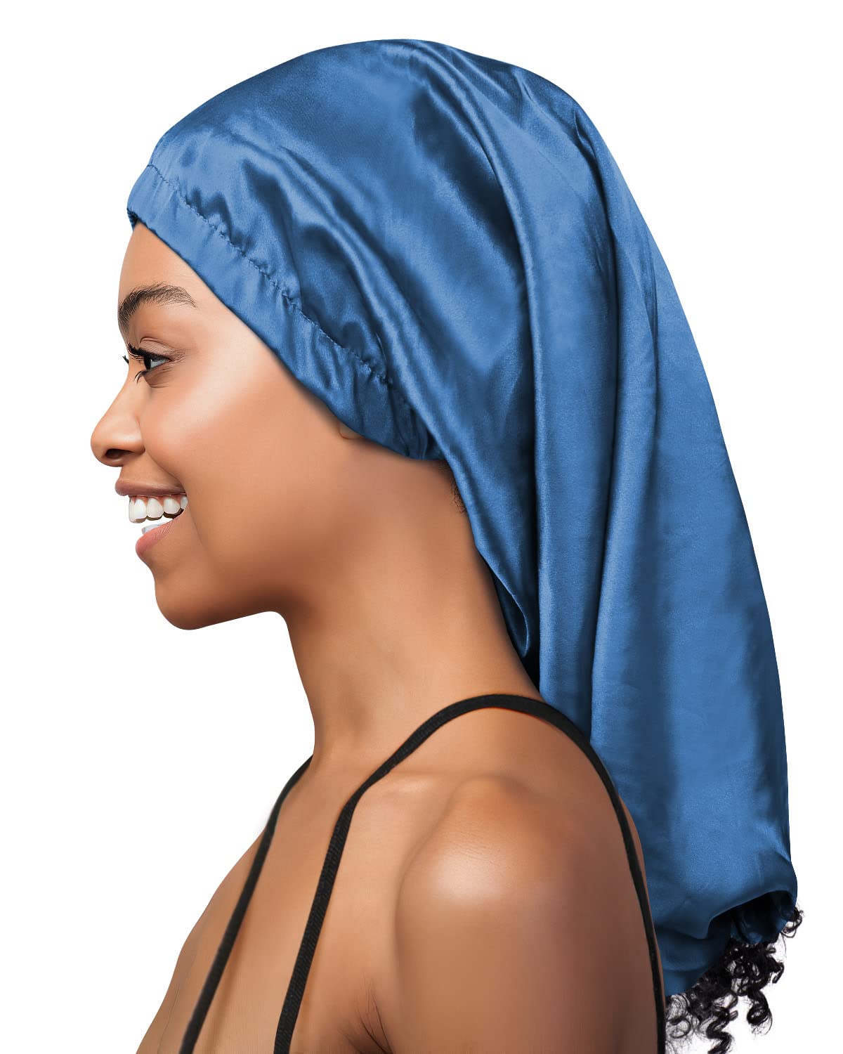 Extra Large Satin Infinity Scarf Ponytail Turban Cozy Winter Hats Blue Beauty and Personal Care Heerf
