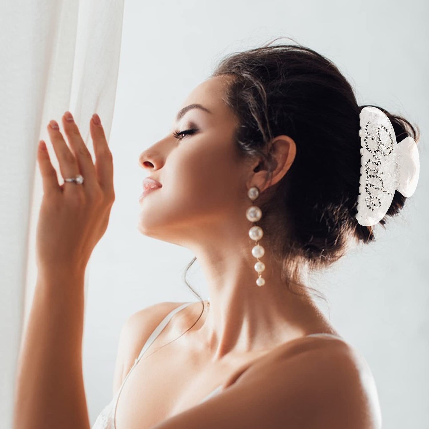 Saliyaa Bride Hair Clip - White Acrylic Bride Clip with Double-Side Logo (4 inches) - Wedding Gift, Bridal Shower, Bachelorette Decorations Accessory Beauty & Personal Care Saliyaa