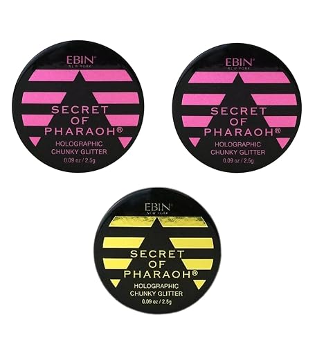 Chunky Glitter - Secret of Pharaoh Holographic Chunky Glitter - Pink Passion and Gold Empire by EBIN NEW YORK Bundle - Shimmering, Iridescent Beauty & Personal Care EBIN NEW YORK