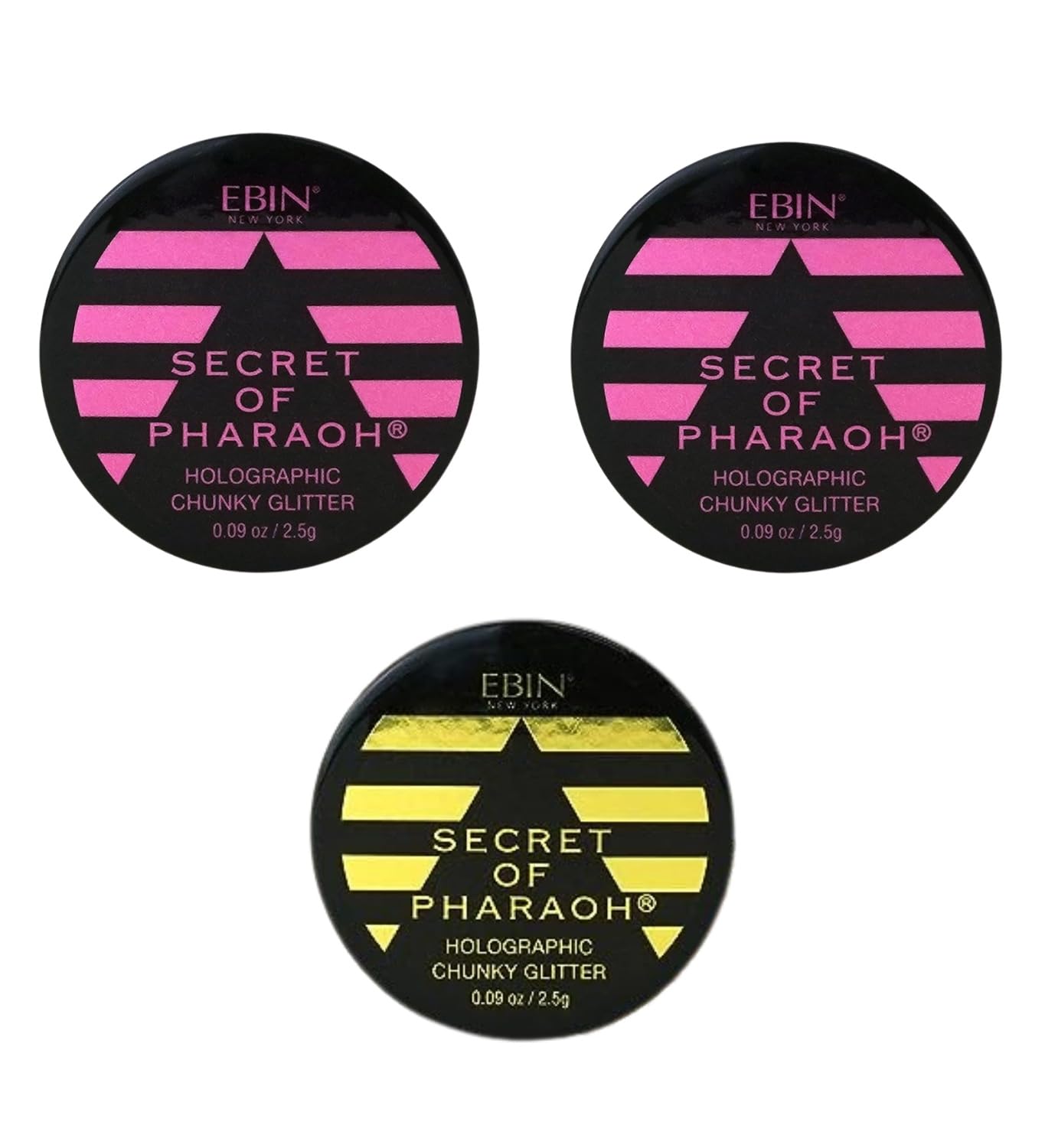 Chunky Glitter - Secret of Pharaoh Holographic Chunky Glitter - Pink Passion and Gold Empire by EBIN NEW YORK Bundle - Shimmering, Iridescent Beauty & Personal Care EBIN NEW YORK