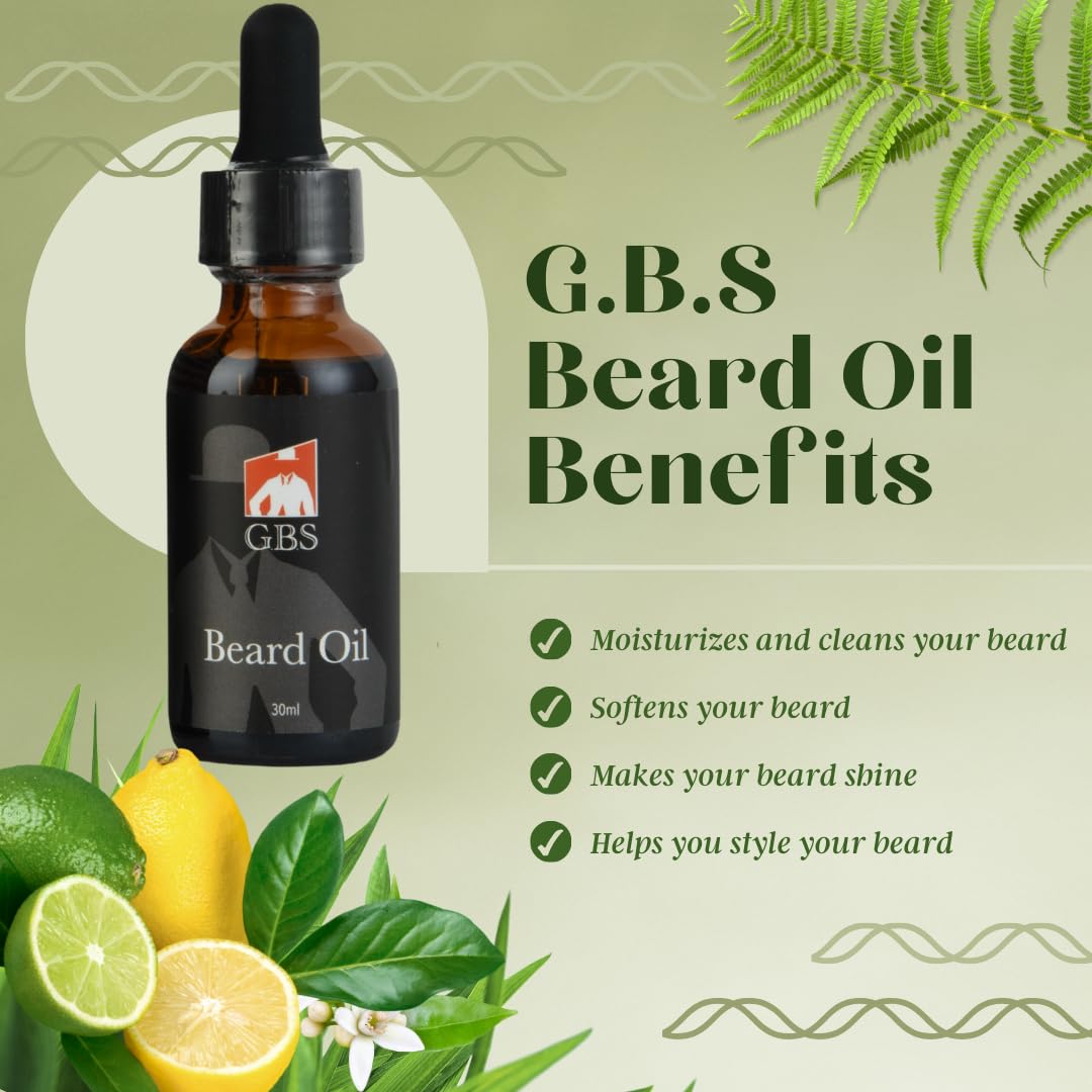 G.B.S Beard Oil, 30ml, Set of 3 Bottles with Wooden Boar Bristle Beard Brush Beauty and Personal Care G.B.S