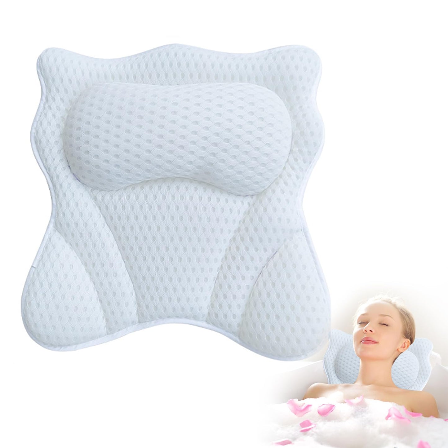 Bath Pillow,Ergonomic Bathtub Pillows for Tub Neck and Back Support,with 6 Powerful Suction Cups,Provide Shoulder and Back Support,Bath Accessory,Fits Beauty and Personal Care Saycker