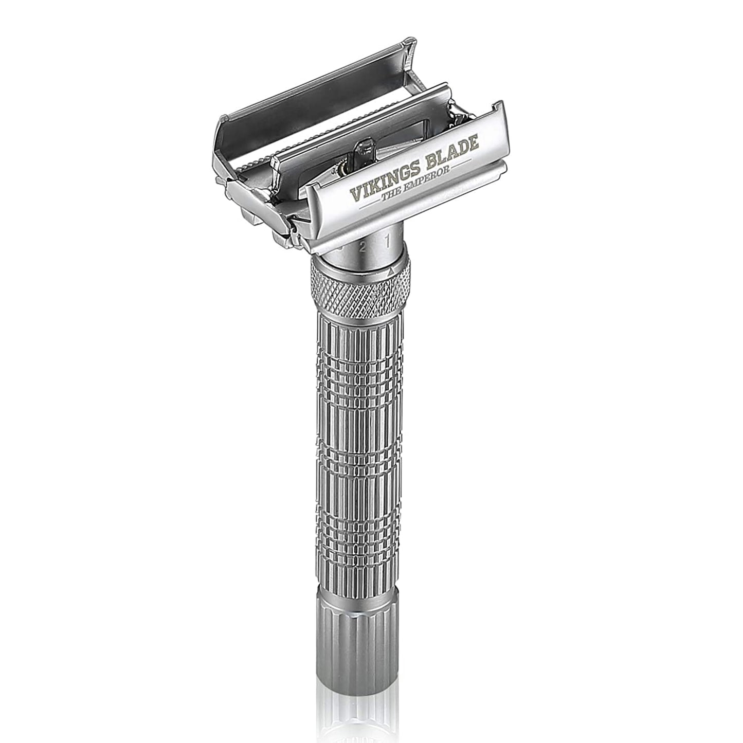 VIKINGS BLADE Adjustable Double Edge Safety Razor + Luxury Case. Smooth, Reusable, Eco-Friendly (The Emperor “Frosted Chrome”) Beauty and Personal Care Vikings Blade