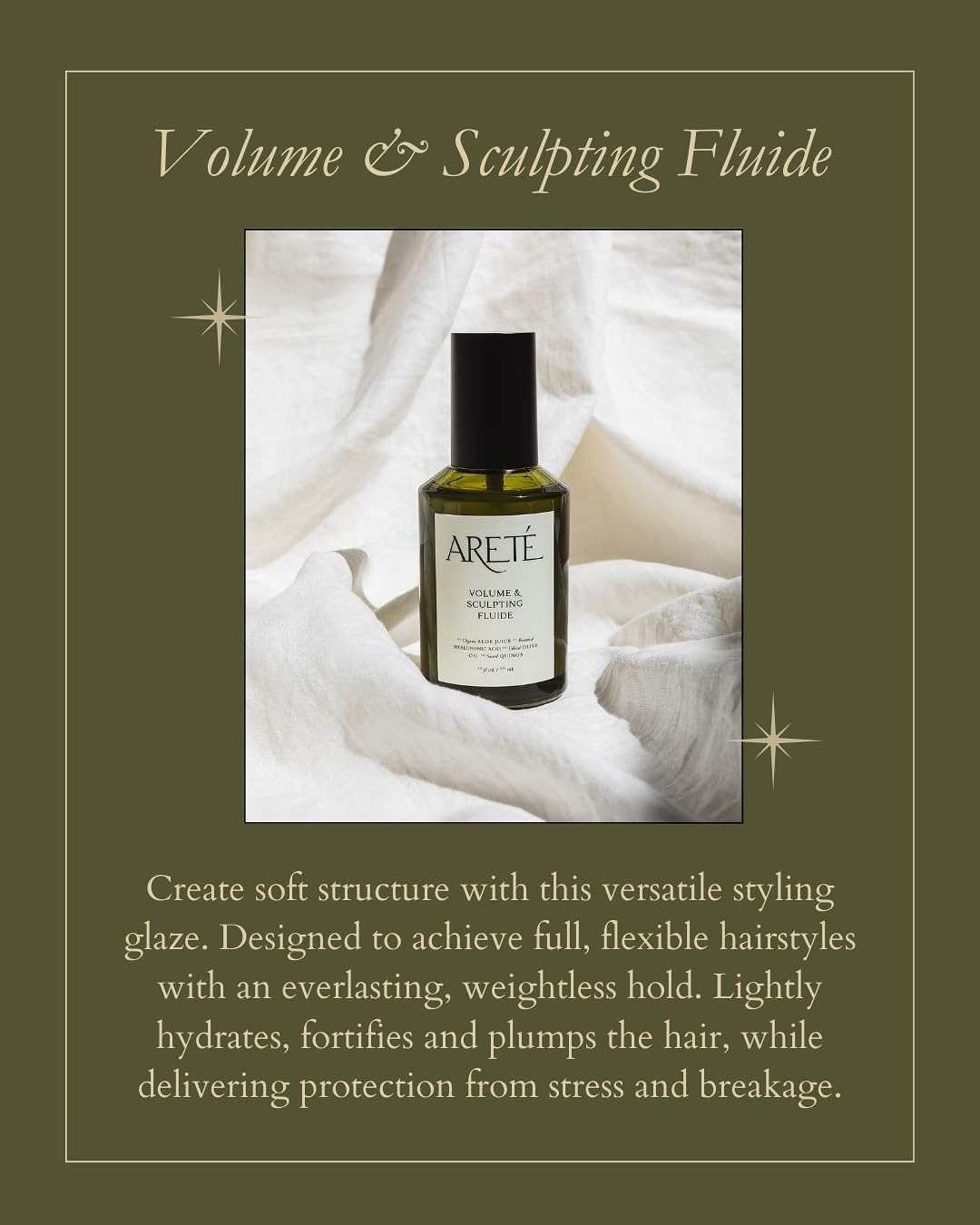 ARETÉ Volume & Sculpting Fluide, Glaze Hair Gloss, Curl Cream + Hair Volumizer with Organic Aloe, Hyaluronic Acid, Quinoa & Olive Oil for Flexible Beauty & Personal Care ARETÉ