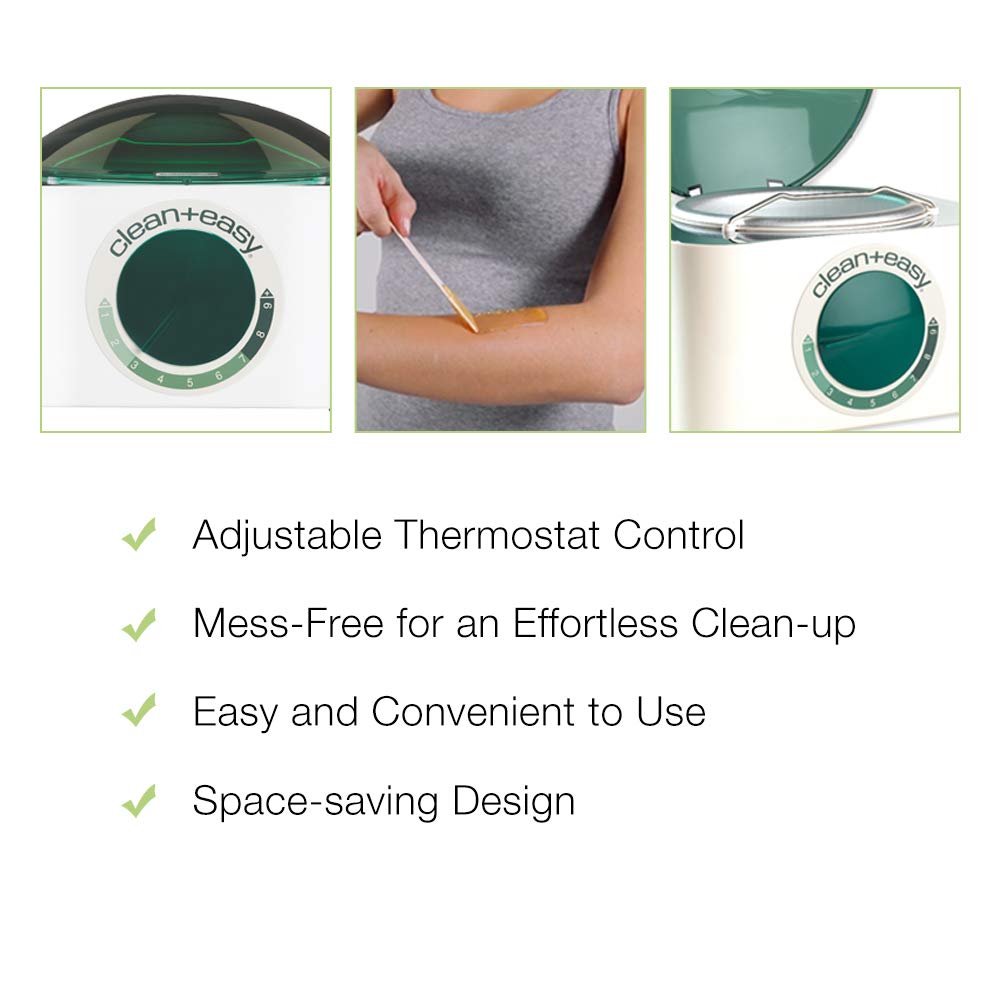 Clean + Easy Deluxe Wax Warmer - Thermostatically Controlled Hair Removal Wax Heater for Salon & Home Use, with No-Mess Scraper Bar, 120V Beauty and Personal Care Clean + Easy